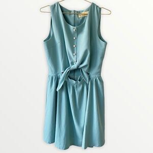 lovestruck Seafoam Tie Front Pearl Button Dress L